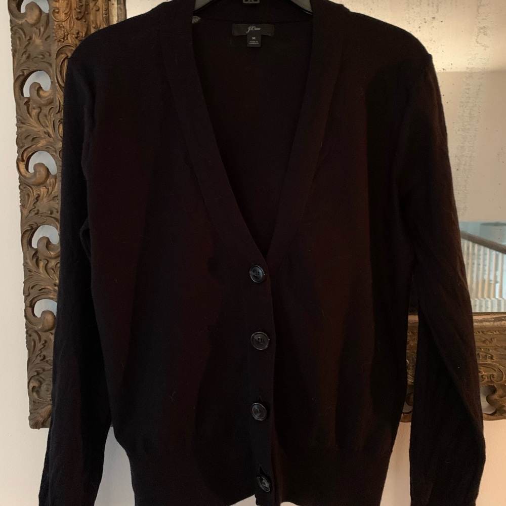 J Crew V-neck cotton cardigan sweater Black M